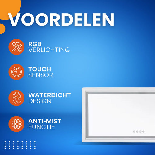 Badkamerspiegel Luvio - Met RGB verlichting - 105x50cm - Rechthoekig - Voor Badkamer, Make-up & Wandmontage - Dimbaar licht