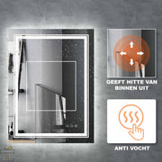 Happyment® Badkamerspiegel met verlichting - Touchscreen - 3 LED standen - Dimbaar - Rechthoek of horizontaal - Anti-condens