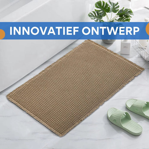 Badmat Fioren - Voor badkamer - Douchemat - Beige - 60x90cm - Absorberend & antislip - Boho stijl
