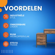 Computerbureau Duvia - Met 3 lades - 150cm - Bruin - Bureau - Voor thuis of werk en meer