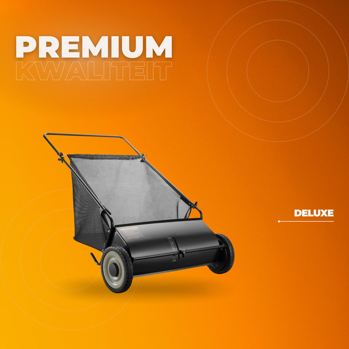 Handmatige hark grasmaaier PRO - Snel bladeren en takken verzamelen - Handmatig Grasmaaier - 66cm Veegbreedte - 198L Capaciteit