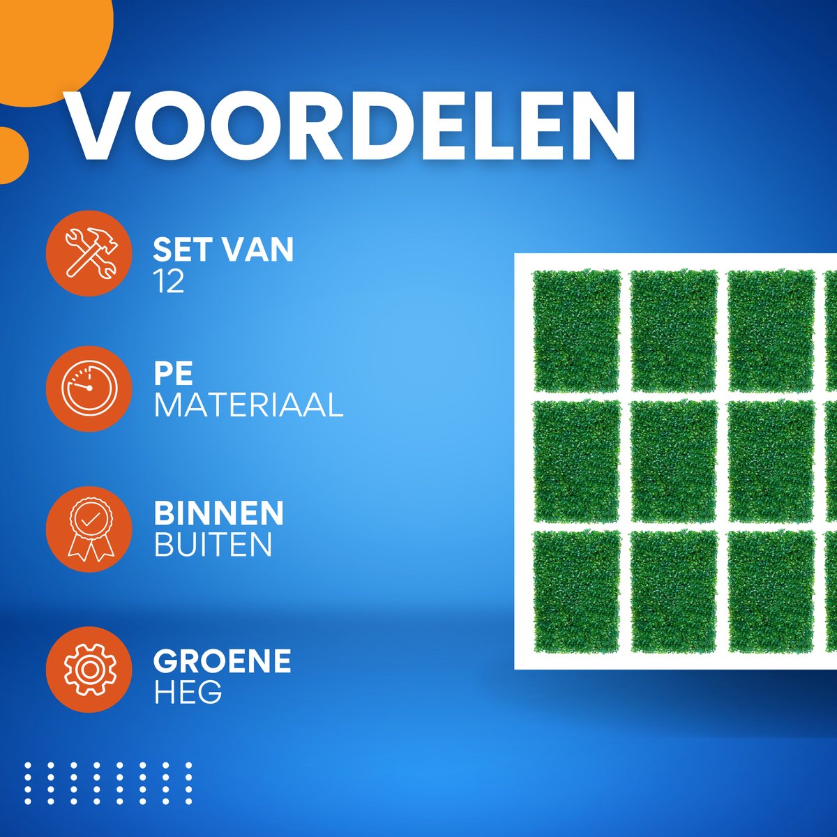 Kunstgras Muurpanelen - Kunstgras achtergrond - Decoratie - Wanddecoratie - Set van 12 - Voor Binnen & Buiten - Groene Heg Wanddecoratie van PE - Ideaal voor Tuin, Balkon, Achtertuin of Achtergrondmuur