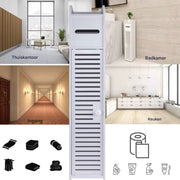 Badkameropbergkast Deluxe - 3-Tier Vloerkast Organizer met Deur - Vrijstaande Toiletrolhouder - Smalle Toiletkast