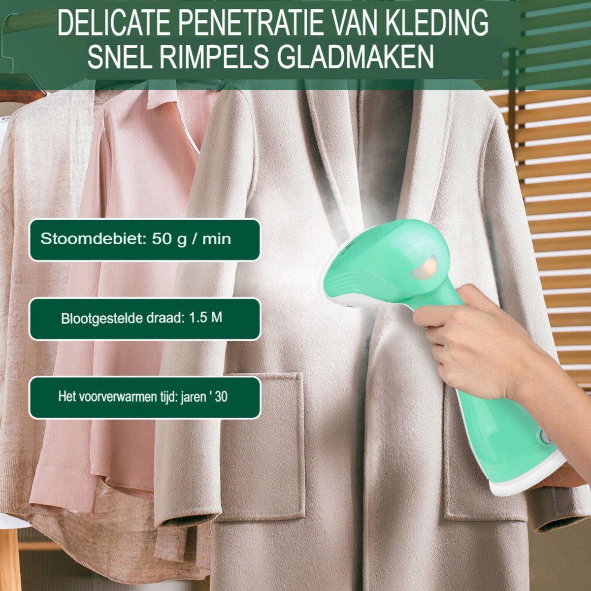 Kledingstomer Laziel - 4800W Handheld - Voor Kleding & Gordijnen - 300ML Tank - Reisformaat