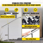 Trapleuning - 150cm - Balustrade voor 1-2 tredens - Houders - Leuningen voor Trappen - Staal - Met trapleuninghouders
