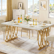 Moderne eetkamertafel Duvia - Woonkamer -Marmerlook Blad - 160cm
