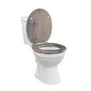 WC-bril - Toiletbril – Voor Toilet & Badkamer – Soft-Close – MDF - Grijs houtlook