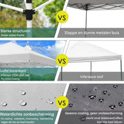 Gazebo Zyrell - Pergola - Paviljoen - Partytent - Strandtent - Voor Terras, Feest en Achtertuin - 3x3m - Wit