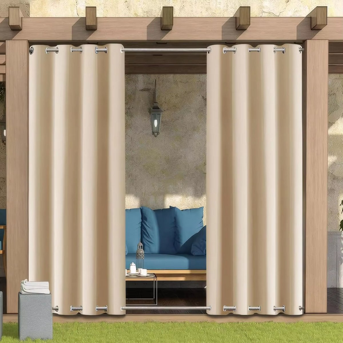 Waterdicht buitengordijnen - Winddicht en verduisterend - Voor Overkapping, Tuinterras, Gazebo en Pergola - Thermisch Geïsoleerd - Donkergrijs 140x275cm