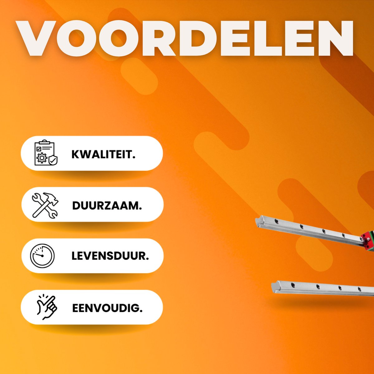 Lineaire Rails PRO - Lineaire railgeleider - 15-1500 mm - Inclusief 4 Precisie Lagerblokken