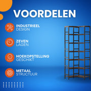 7-laags Boekenkast - Boekenplank - Boekenkast - Wandplank - Boekenrek - Voor opslag en display - Chocolade