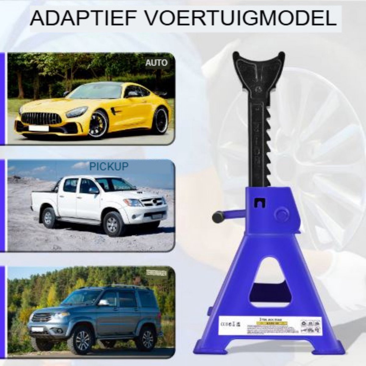 Stalen Asstandaards Fortem - 2 Stuks - 3 ton - 9-Traps Verstelbaar - Bereik 290-430mm - Reparatie Hefgereedschap - Krikstandaard
