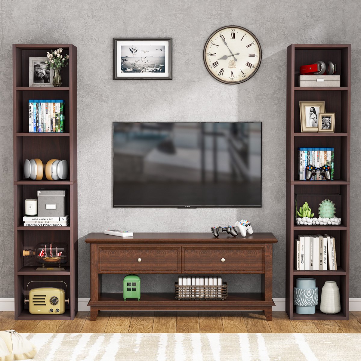 Opbergkast Ceylix - Boekenkast - Vakkenkast - Boekenrek - 180cm hoog - Woonkamer, slaapkamer, kantoor