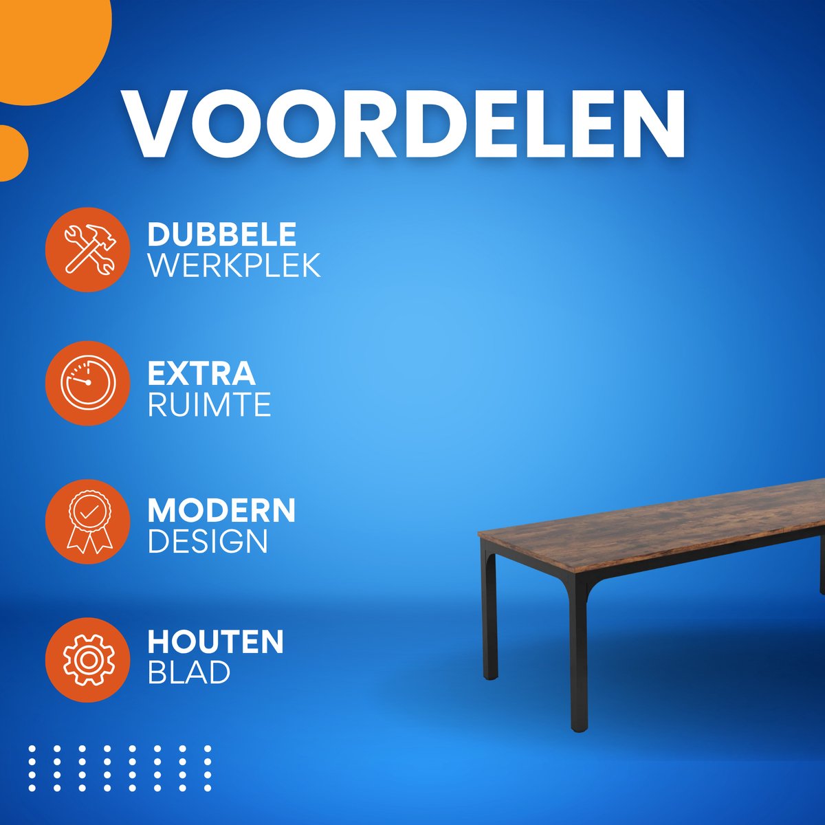 Dubbel computerbureau - Bruin - 200cm bureau - Voor 6 personen - Voor volwassenen