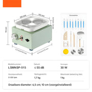 Elektrisch Mini Aardewerkdraaiwiel – Draaischijf - Pottenbakkersschijf - Voor Thuis & DIY – Groen