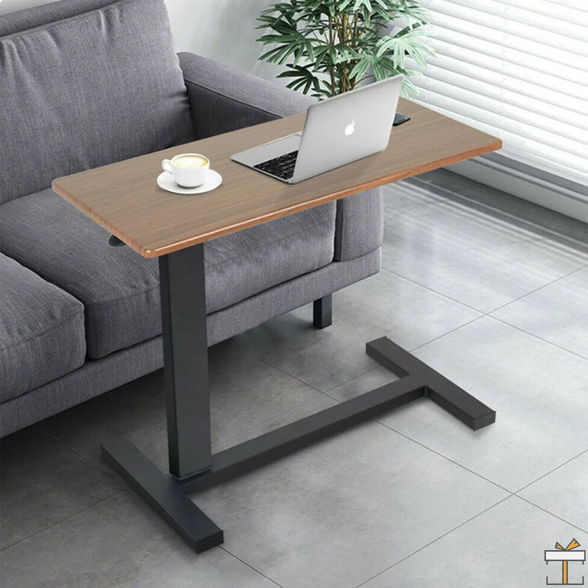 Happyment Laptoptafel Deluxe - Bijzettafel op wieltjes - Verstelbaar in hoogte 66-90cm - Ontbijt - Bed - vierkant / rechthoek
