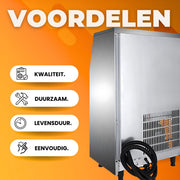 Professionele IJsblokjesmachine – 250W - IJsblokjesmaker met IJsschep – 50KG per 24 uur – Zelfreinigingsfunctie - Draagbaar - Zwart