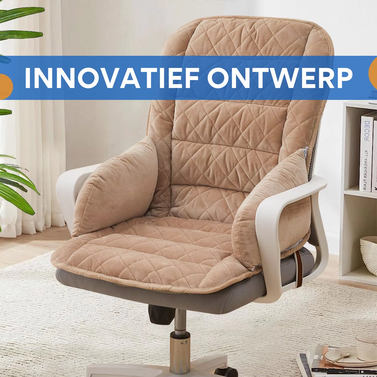 Bureaustoel kussen - Rugkussen - Ergonomisch - Universeel - Khaki