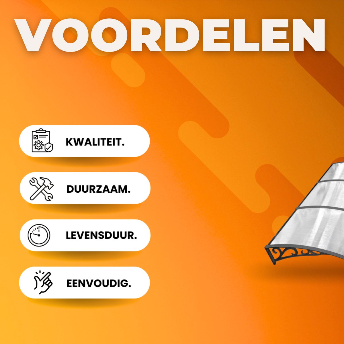 Deur- en Raam Regenhoes - Deurluifel - Overkapping - Moderne Polycarbonaat Zonnescherm en Deurluifel voor Voordeur en Buitenterras - 270x98.5 cm Zwart