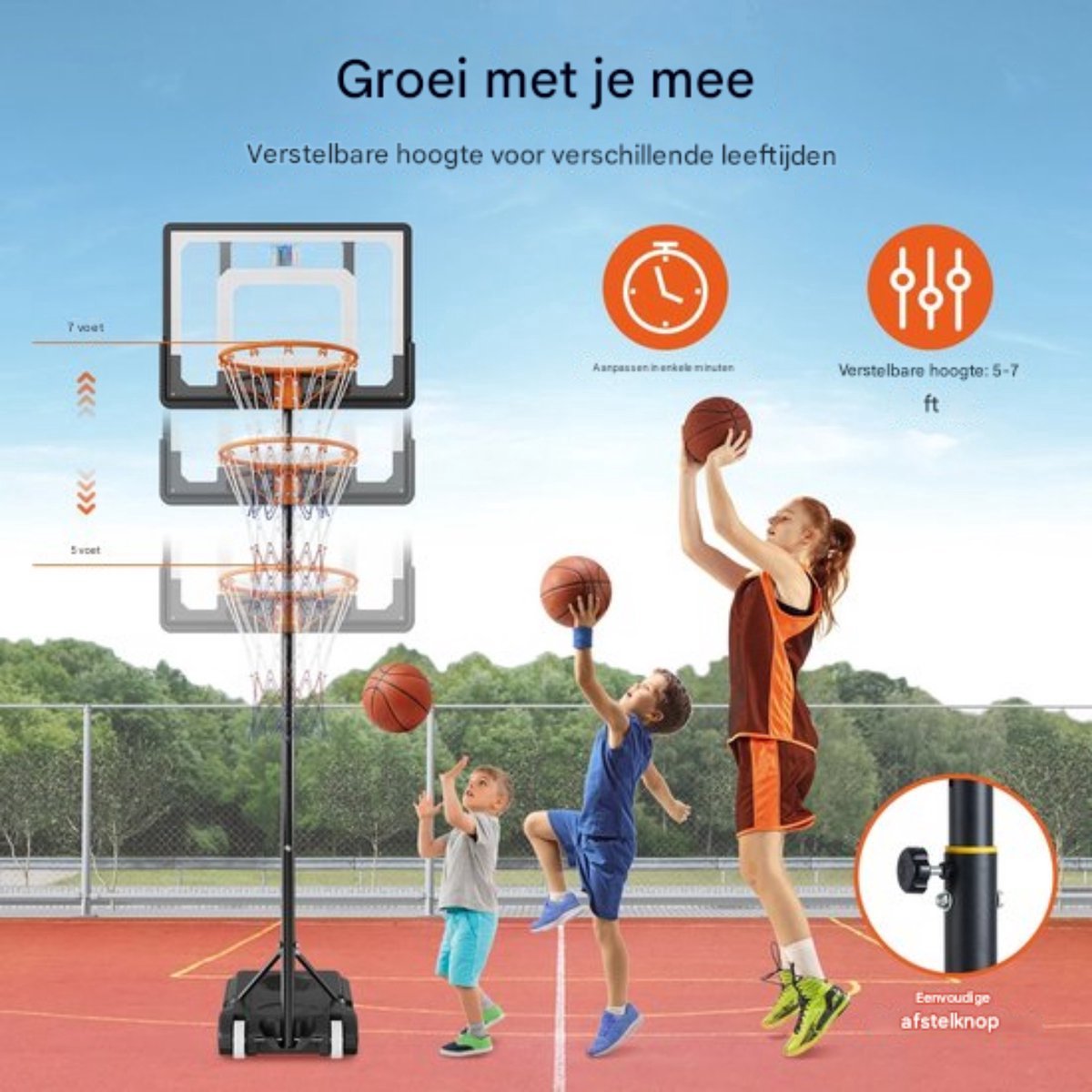 Verstelbare basketbalpaal PRO - Basketbalring - Voor buiten