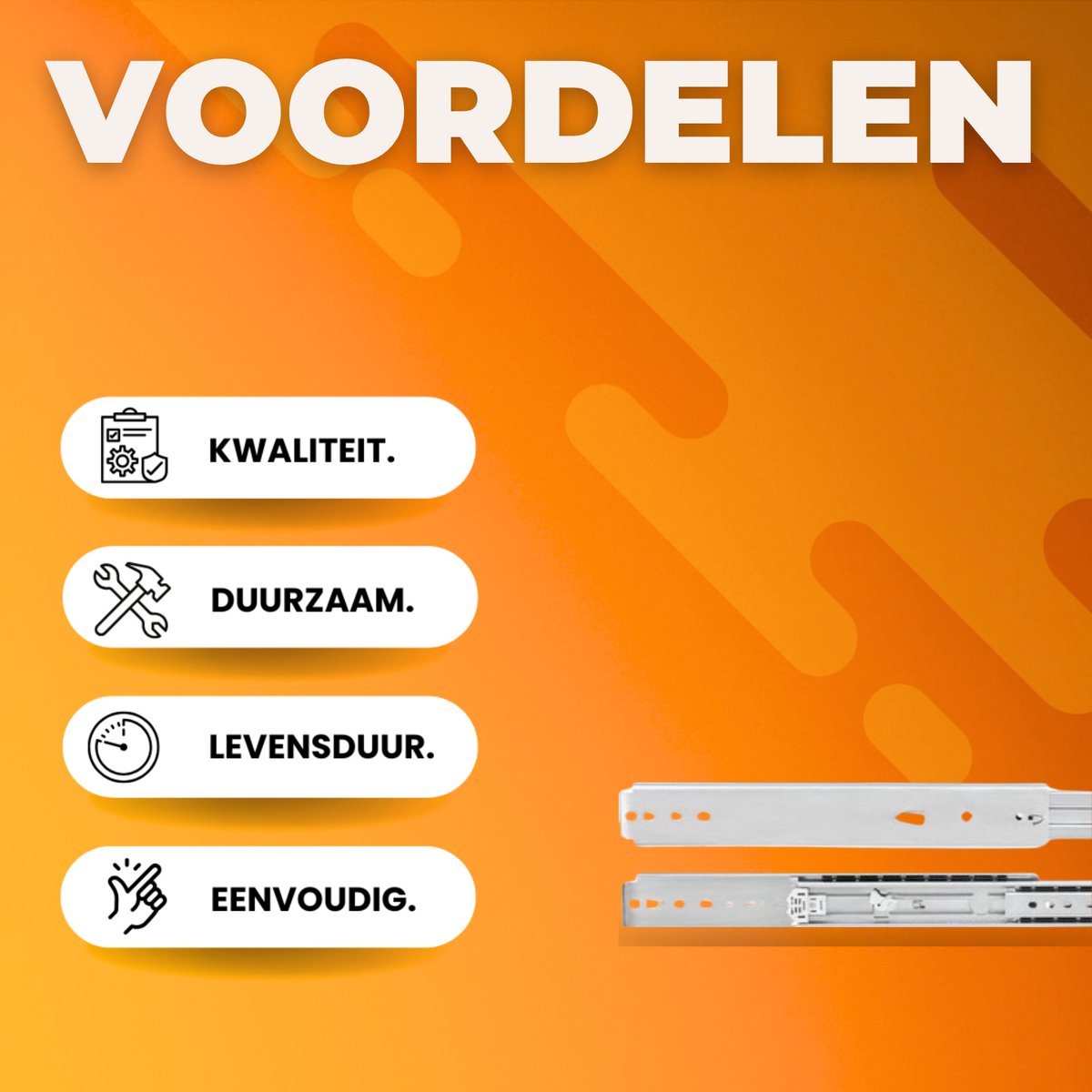 Ladegeleiders - Tot 225kg - 3-Voudige Ladelopers - Lade Rails van Koudgewalst Staal