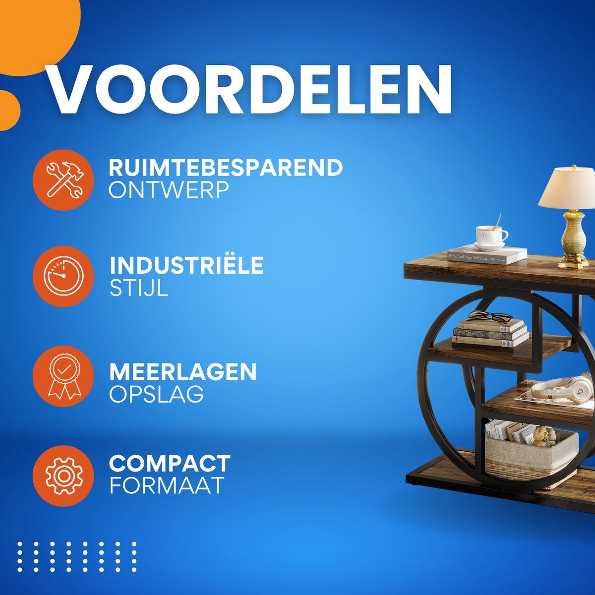 Luxe Bijzettafel Delia - Voor woonkamer of slaapkamer - Nachtkast - Bruin
