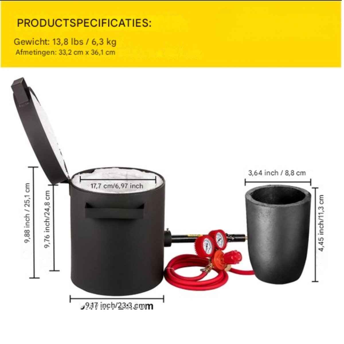 Propaan Smeltoven - 2KG - Metalen gieterij - Grafiet smeltkroes en tang