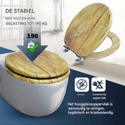 WC-bril - Toiletbril – Voor Toilet & Badkamer – Soft-Close - Houtlook