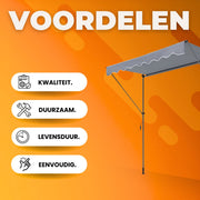 Zonneluifel - 183cm - Ook als balkonluifel - Terras - Knikarmscherm zonnescherm - Uitschuifbaar - PU Coating - In Hoogte Verstelbaar