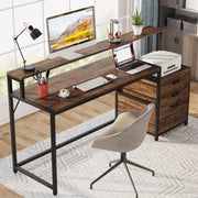 Computerbureau Novia - Met 3 lades - 150cm - Bruin - Bureau - Voor thuis of werk en meer