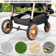 2-in-1 Hondenbuggy Fioren - Huisdieren wandelwagen - Reiswagen Hond - Comfort - Voor Honden en Katten - Opvouwbare Huisdierwagen met 360° Wielen - Met boodschappenmand - Hondenbox met Autobevestiging - Max. Belastbaarheid 25kg