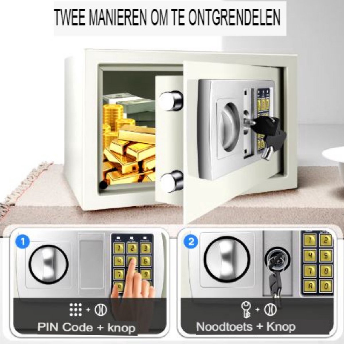 Digitale Stalen Beveiligingskluis Arvento - Commerciële Kluis - Wandmontage - 2 Sleutels - 4.6L