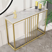 Consoletafel Valora - Elegante consoletafel - Wandtafel met lades - Wit Marmerlook met goud - Haltafel - Sidetable - 100cm