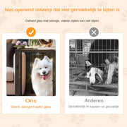Hondenbench Cleany - Op wieltjes - Gehard glas - Hondenkennel - Met Aluminium Frame - 76cm