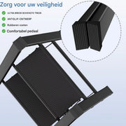 Huishoudtrap - Keukentrap - 3 treden - Ladder Aluminium - Opstapkruk met anitslip - Lichtgewicht - 150KG Belastbaar - Zwart