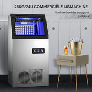 Ijsblokjesmachine Deluxe - Kubus Ijsmachine 25kg/24uur - Commerciële Ijsklontjes Ijsmaker