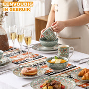 Vincetta Serviesset - 32 delig - 8 persoons - Groen - Dinerborden - Bordenset - Diepe borden - Servies - Ontbijtborden - Keukenservies