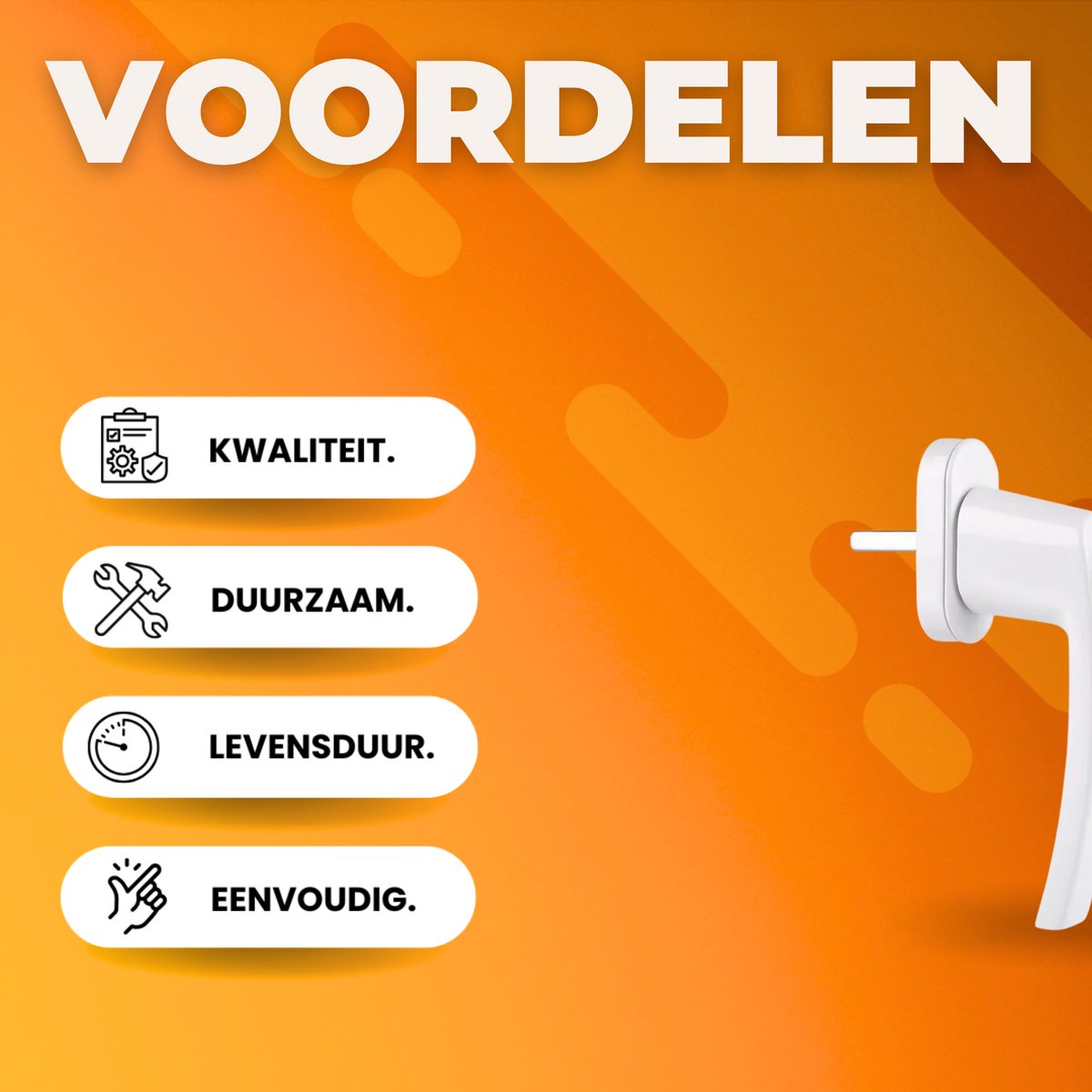 Inline Raamgreep - Raamsluiting handvat - 4 stuks - Universele Espag Sleutel met Vergrendeling voor Afsluitbare Dubbele Beglazing - Wit