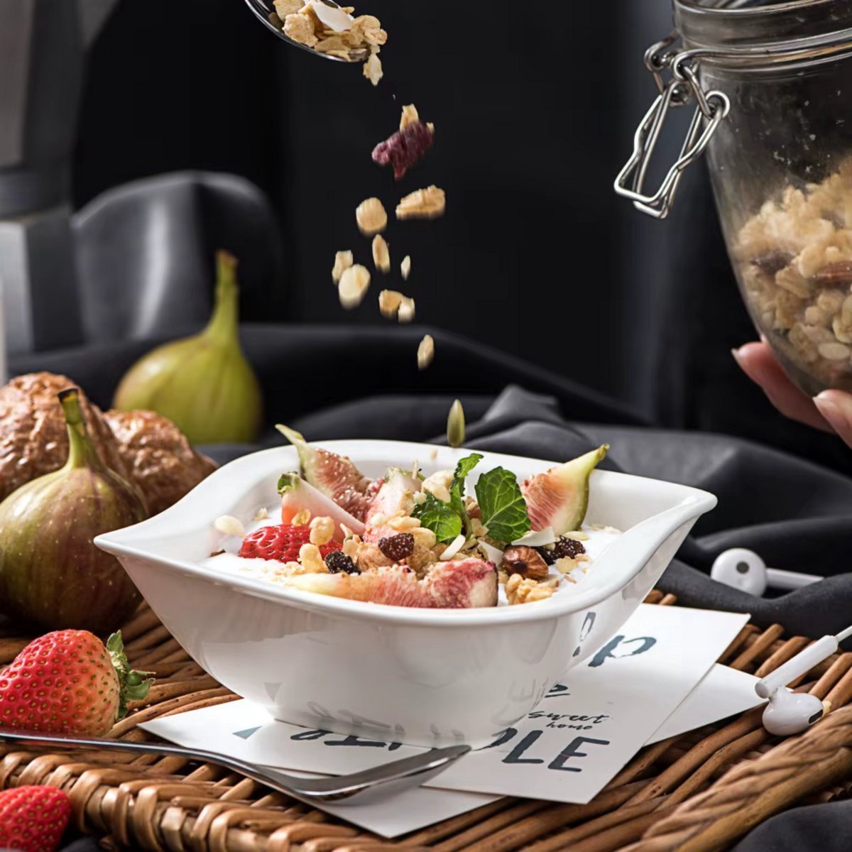 Opal Elegant Dinerborden – 6 persoons – 6 delig – Grijs Keramisch – Serviesset – Breakfast Plates