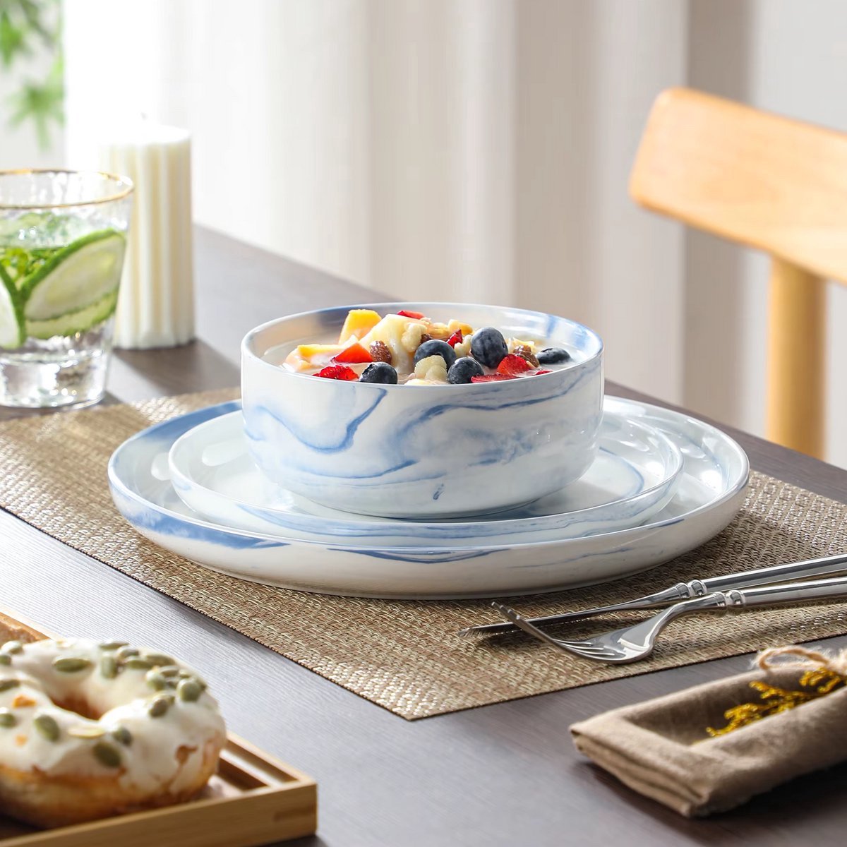 Vintage Dinerborden – Serviesset – 12 persoons – 36 delig – Keramisch – Breakfast Plates – Hoogwaardige kwaliteit