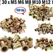 Niettang Fivaro - Profi Nietmutternzange Set - Blindklinkmoertang & Nietmachine - Inclusief 150 Moeren - M5-M12 Rivets & Accessoires