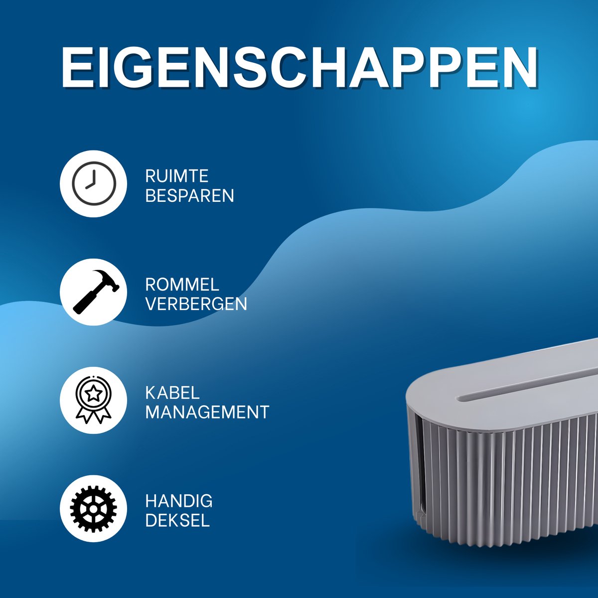 Kabelopbergdoos - Stekkerdoos - Bureau snoerorginazer – Voor bureaus en werkplekken – Grijs