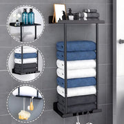 Handdoekenrek badkamer - Verstelbaar in hoogte - Voor Badkamer en Keuken - 38-75 cm - Wandmontage