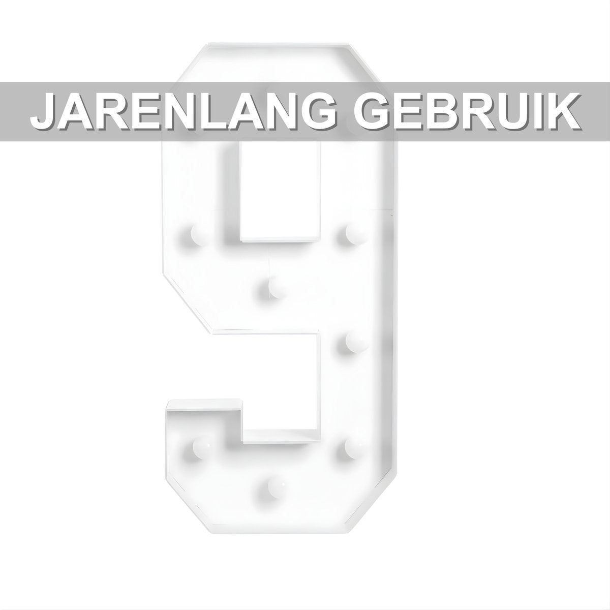 Lichtgevende cijfers - Cijferlamp – Voor Verjaardag, Jubileum & Bruiloft – 100x48 cm – Cijfer 9
