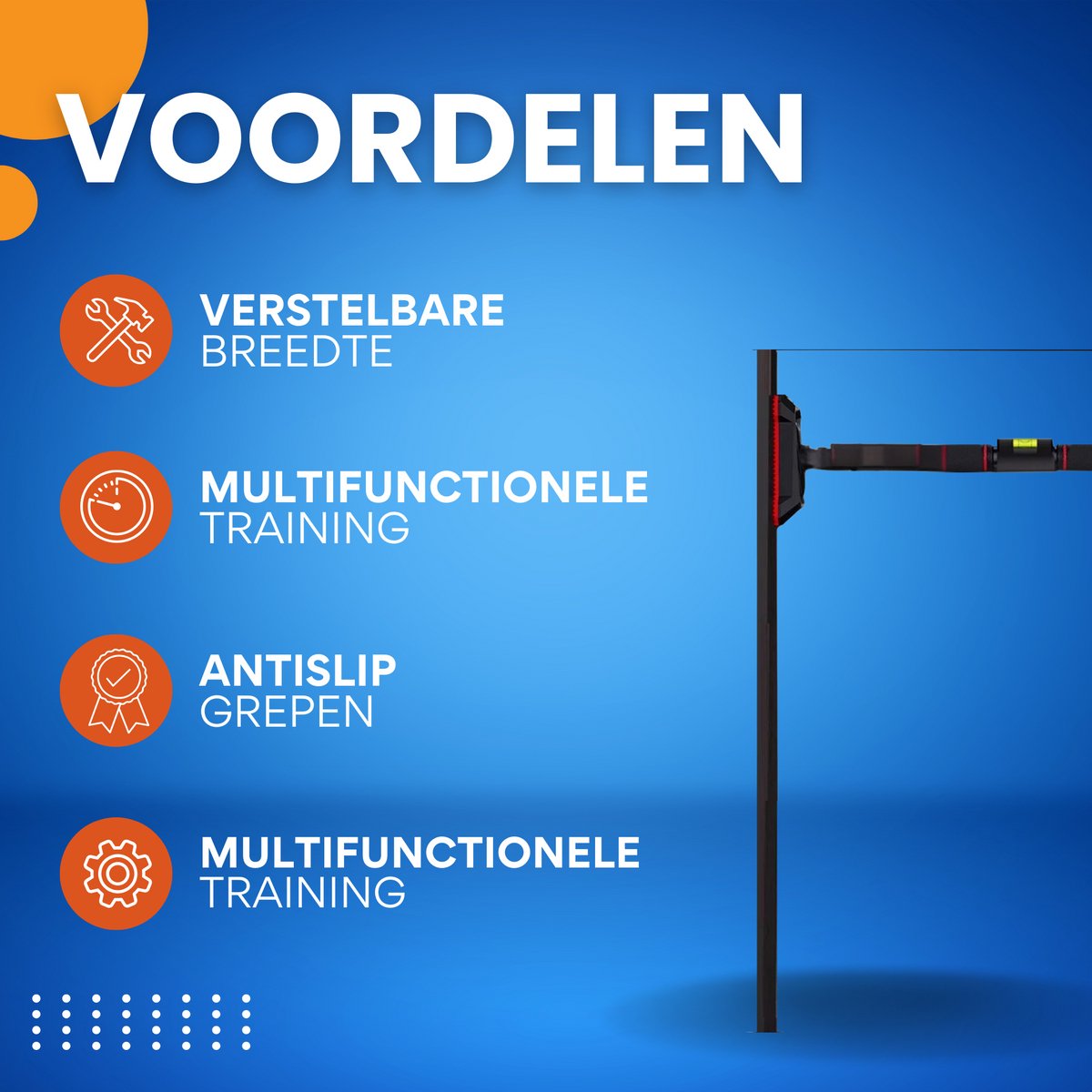 Verstelbare optrekstang - Voor thuistraining, gym en fitness - Pull up bar - Deur - Geschikt voor 350KG