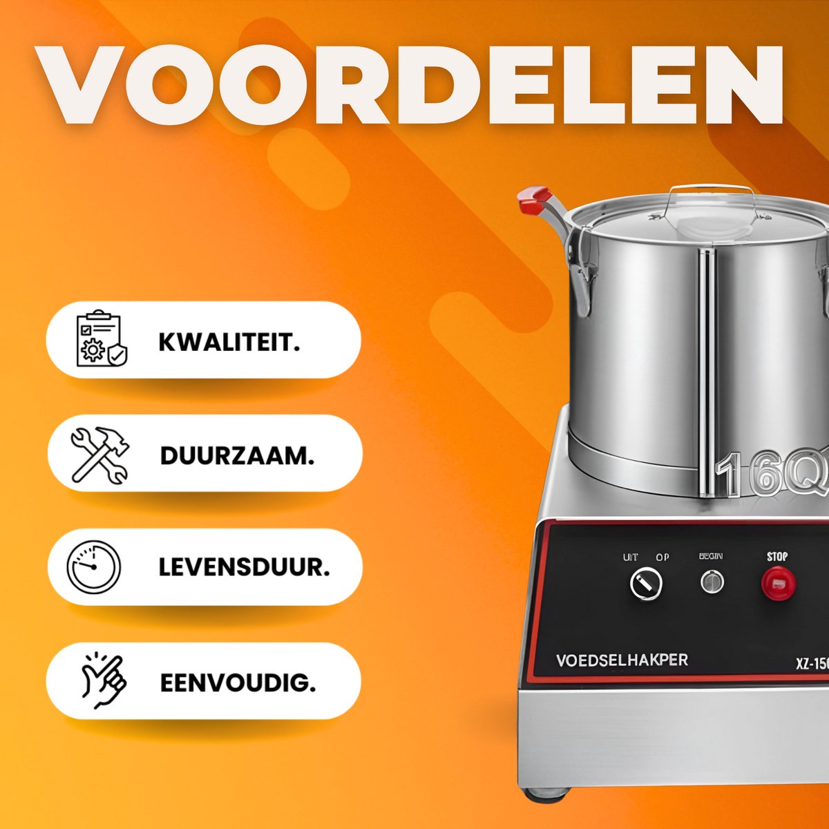 Groentesnijder - Hakmolen- 1400W Elektrische Fruitsnijder - RVS Multisnijder Keukenapparaat