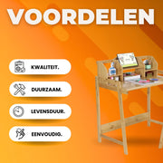 Kinderbureau met stoeltje - Kindertafel - Activiteiten tafel - Speeltafel Kinderbureau - In Hoogte Verstelbaar - Studeertafel voor Kinderen - Bamboe