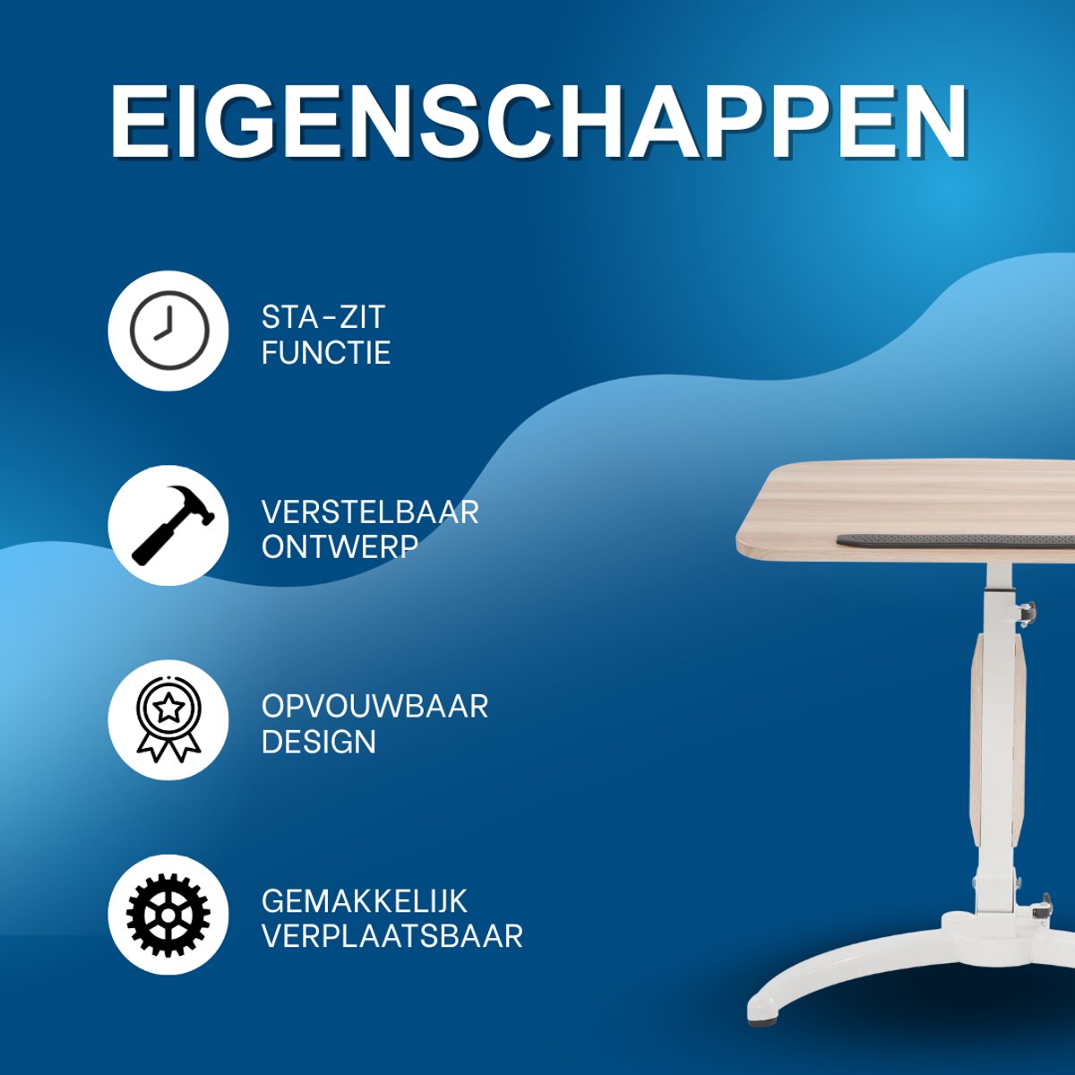 Laptop stand - Bed tafel - Bijzettafel - Laptoptafel - Voor thuis of kantoor - Inklapbaar bureau voor laptop - Houtkleurig