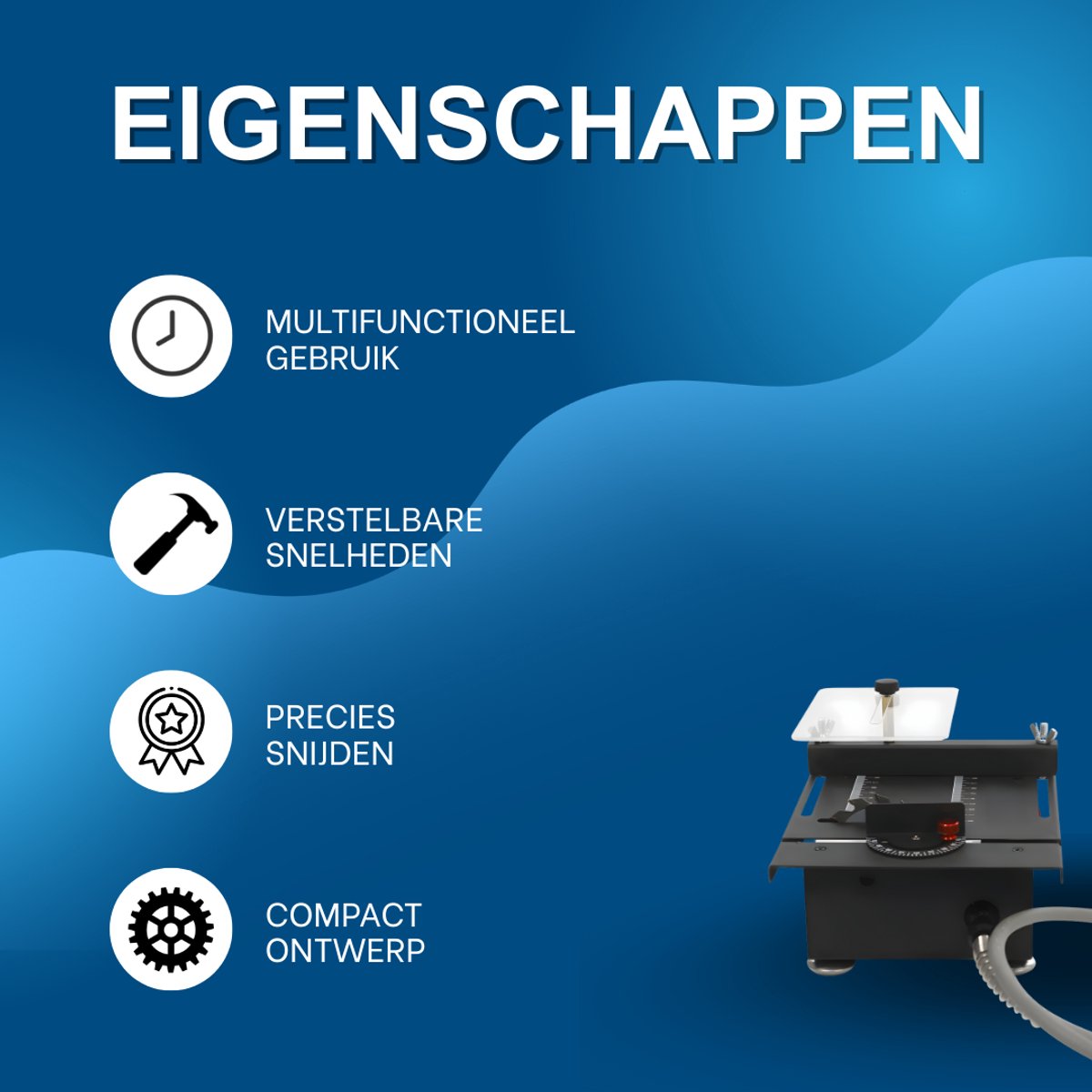 Mini tafelzaag - Cirkelzaag - Voor zagen en slijpen - Met 7 snelheden - Multifunctioneel snij-, slijp- en graveergereedschap - Gereedschap