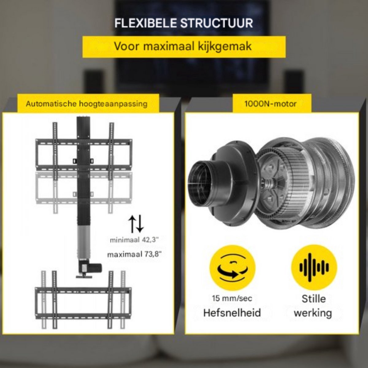 TV Lift - Muurbeugel - Met afstandsbediening - Voor 26-60 inch - TV lift meubel - Woonkamer of kantoor - Hoogte verstelbaar - Inbouwsysteem voor kast